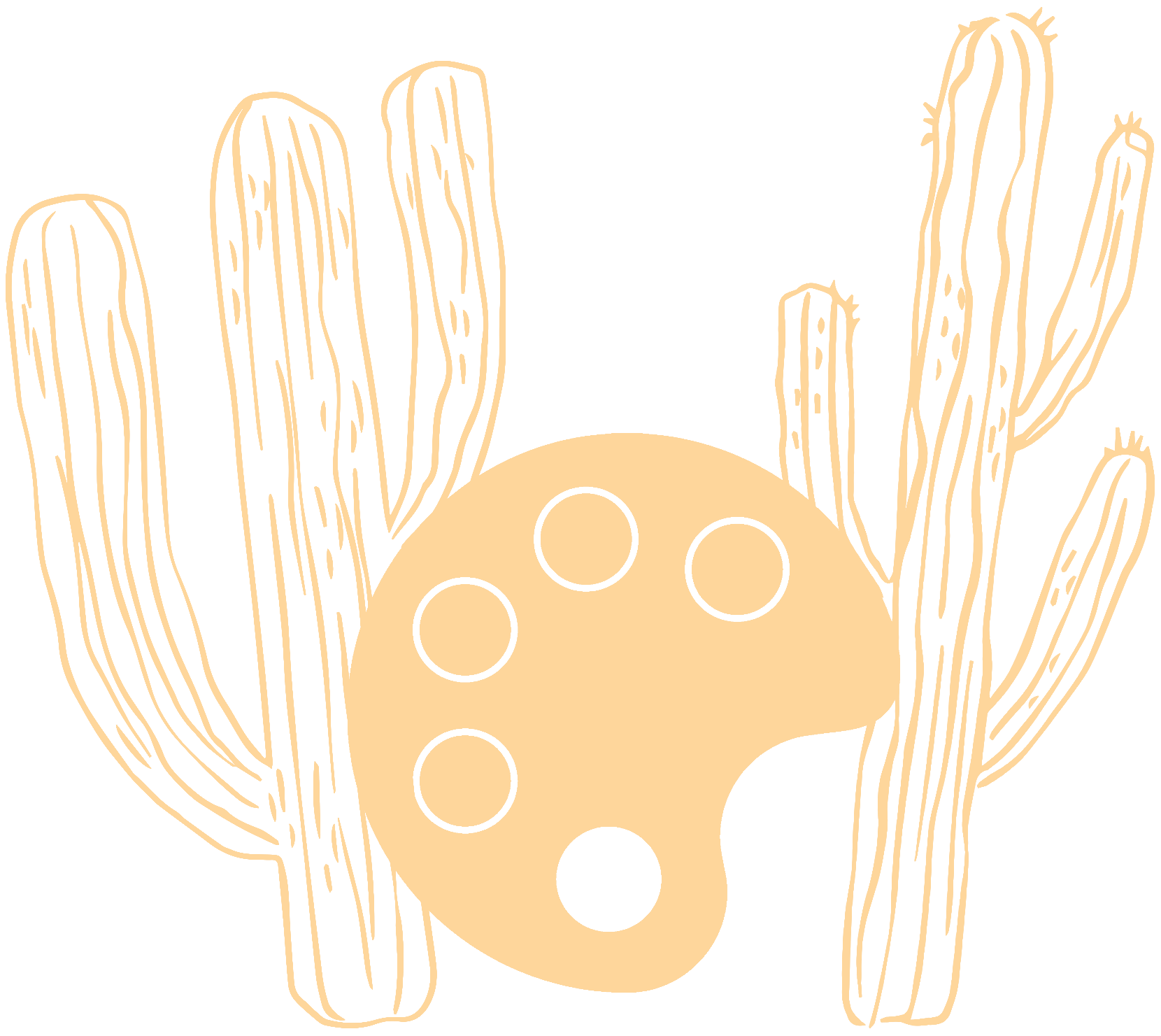 Uma paleta de cores e dois cactus